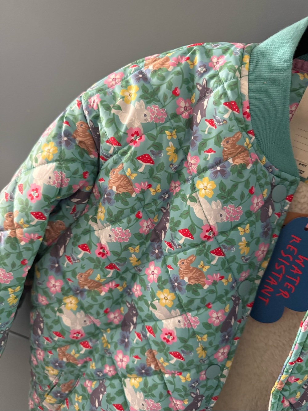 Boden Kids Quilted Floral Jacket - Green - Picture 5 of 10